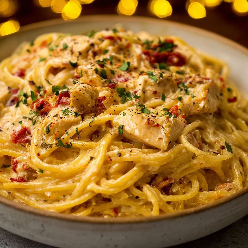 Creamy Crockpot Chicken Spaghetti 2 Creamy Crockpot Chicken Spaghetti