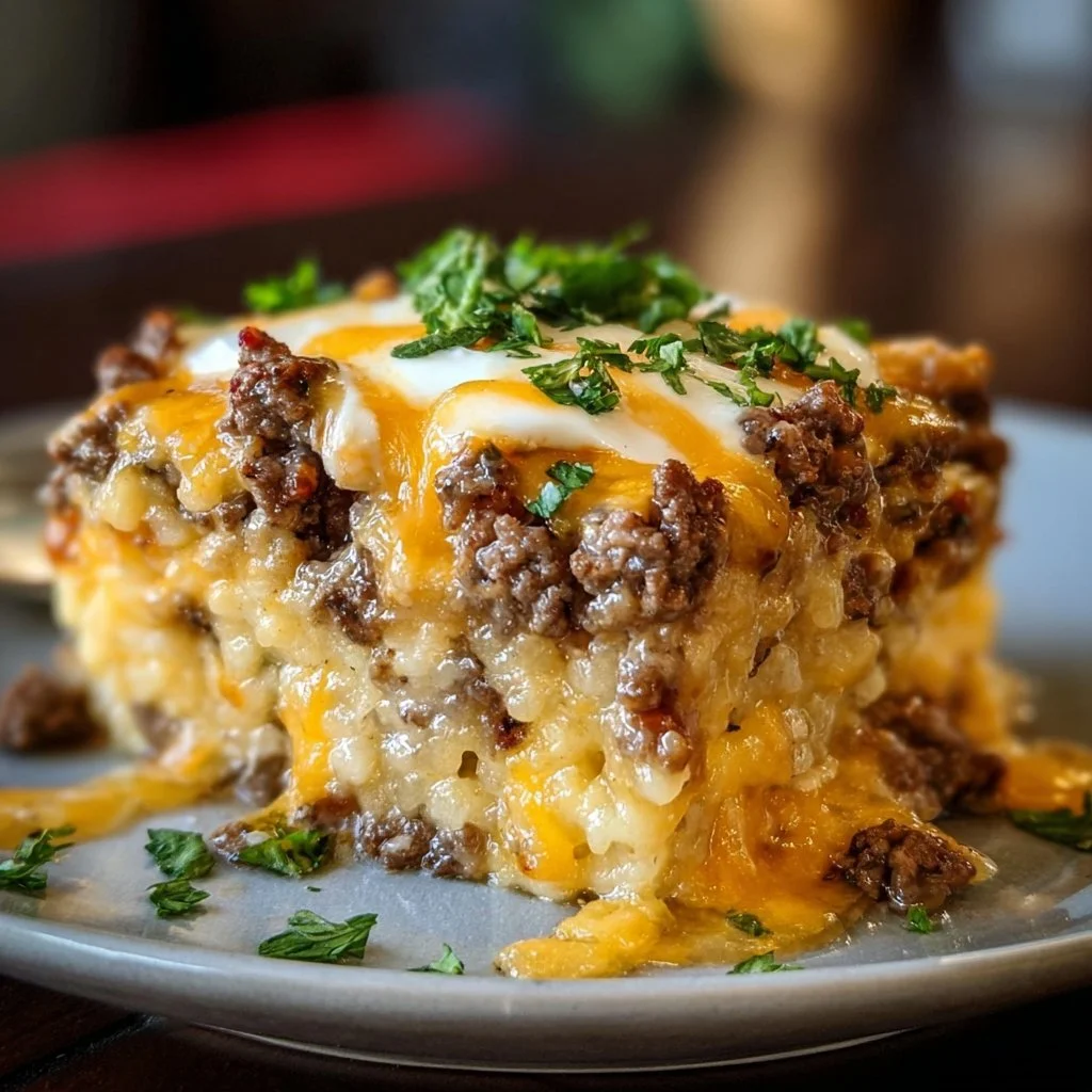 Delicious Cattle Drive Casserole served in a rustic dish.