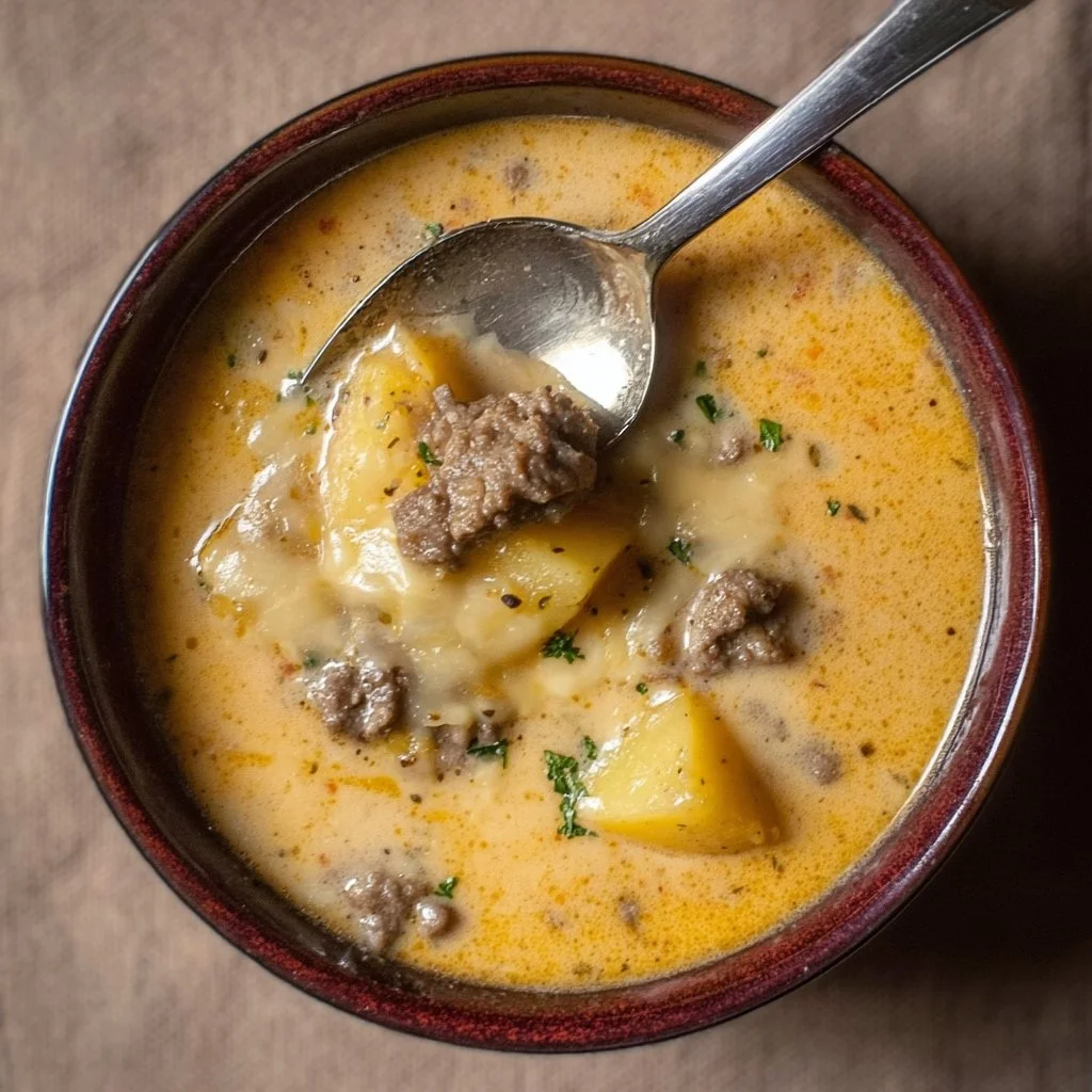 Cheesy Beef and Potato Soup