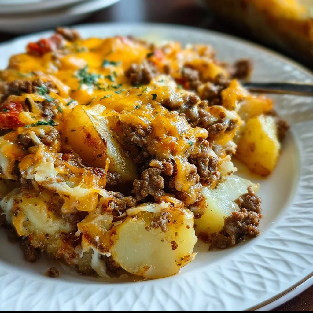 Cheesy Ground Beef & Potato Casserole