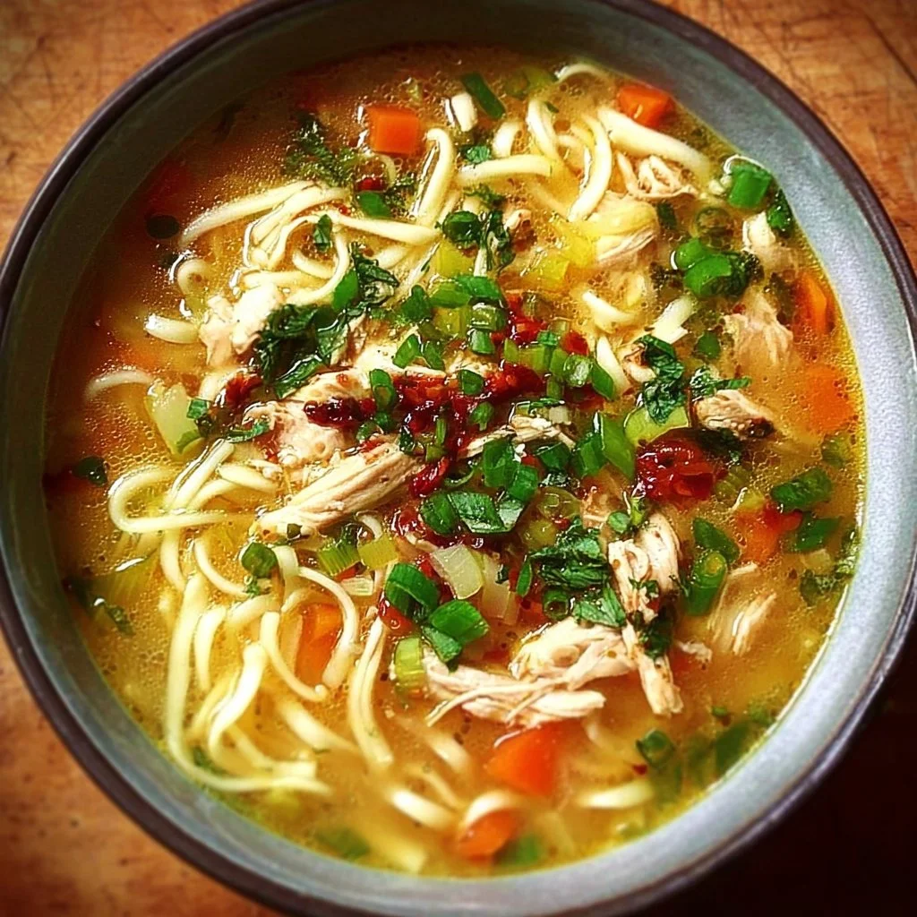 Classic Ginger Garlic Chicken Noodle Soup