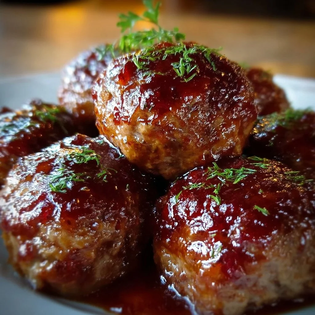Cranberry BBQ crockpot meatballs served in a bowl with sauce