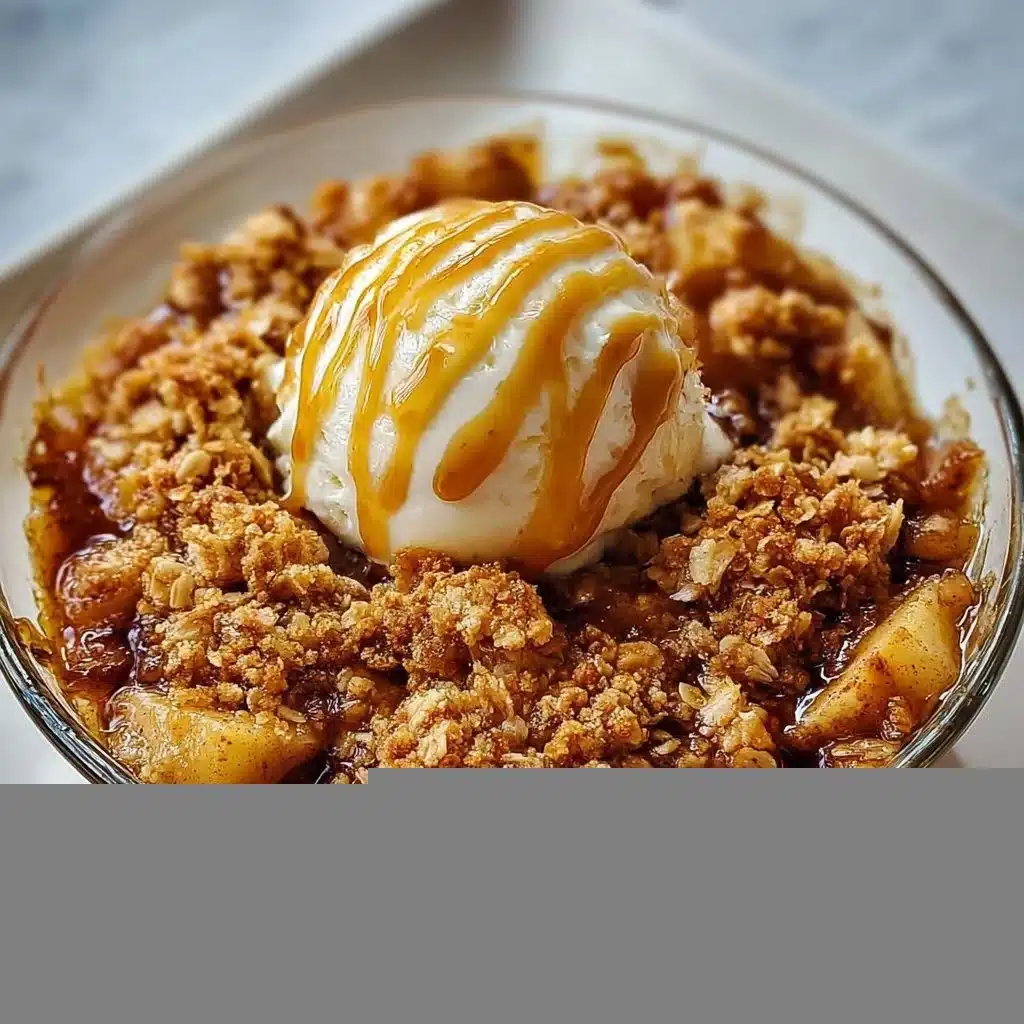 Delicious homemade apple crisp topped with crunchy oats and cinnamon
