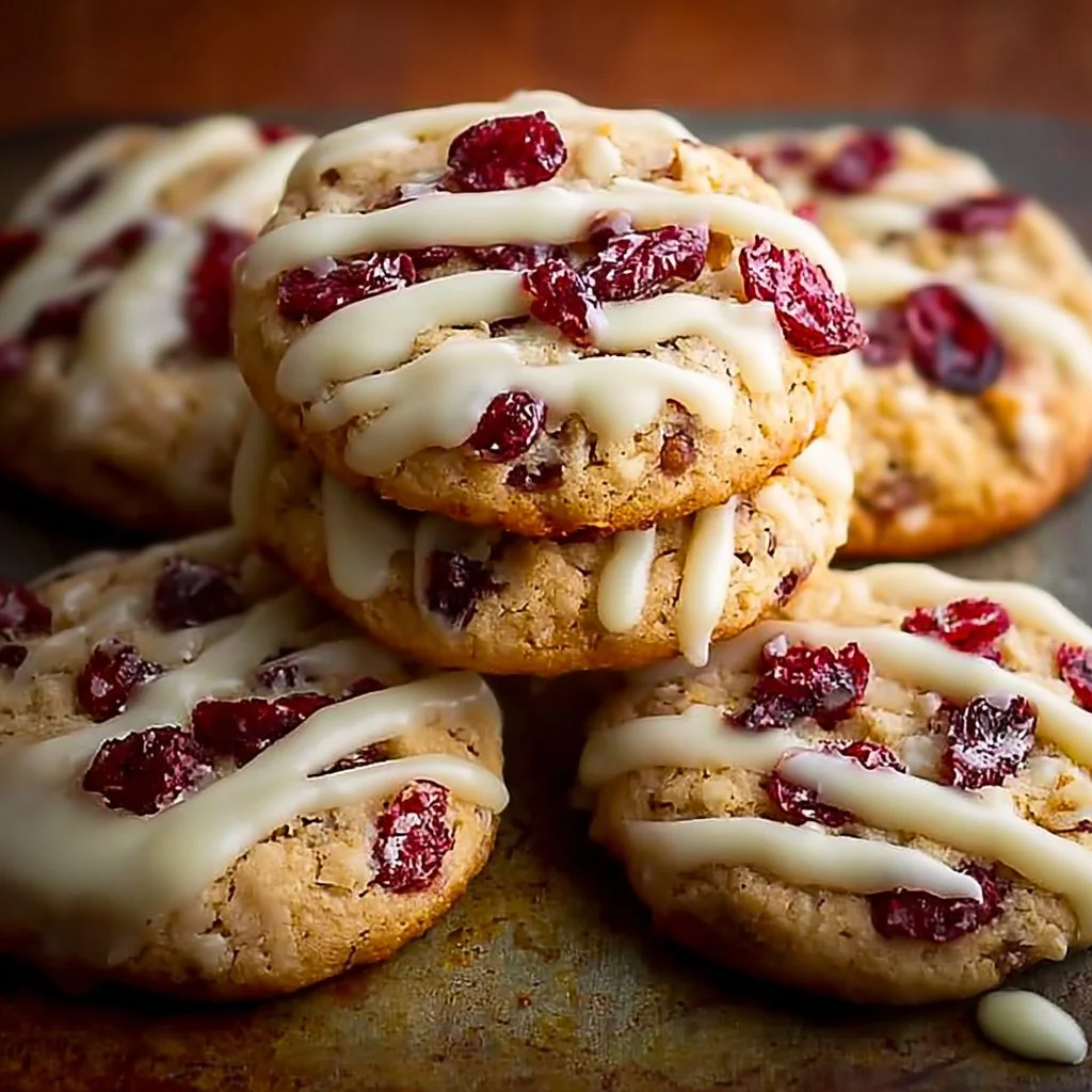 Sweet Cranberry Bliss Cookies 1 Delicious sweet cranberry bliss cookies on a white plate