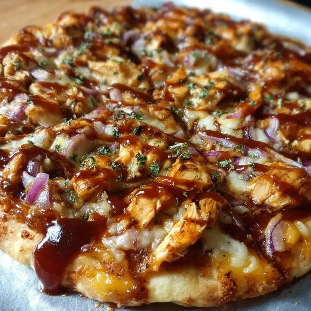 BBQ Chicken Pizza with grilled chicken, barbecue sauce, and melted cheese