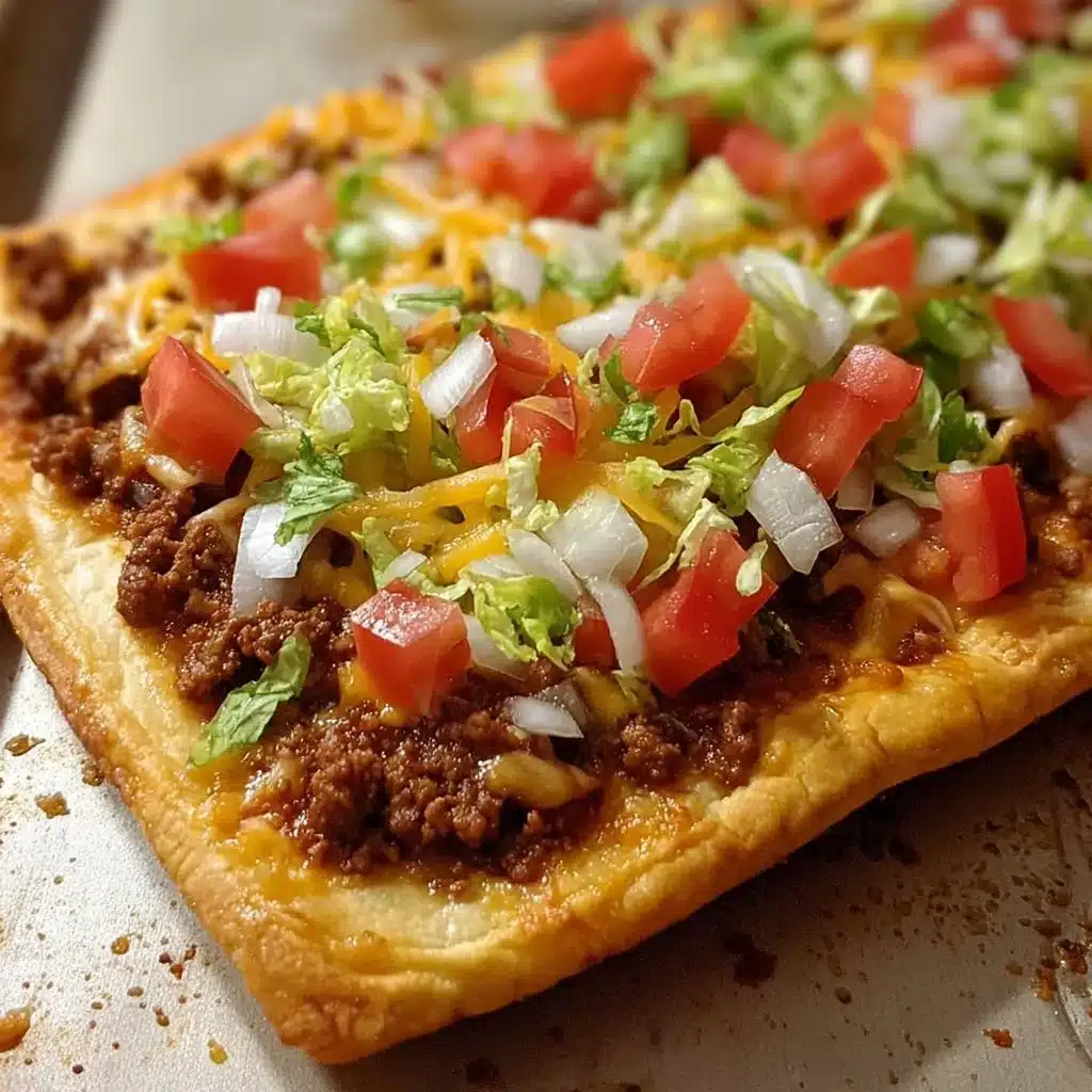 Best Crescent Roll Taco Pizza 3 Delicious best crescent roll taco pizza garnished with toppings