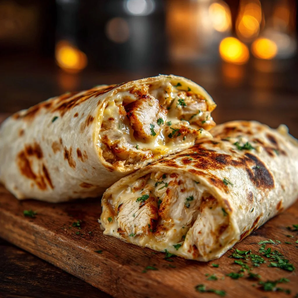Cheesy Chicken Garlic Wraps