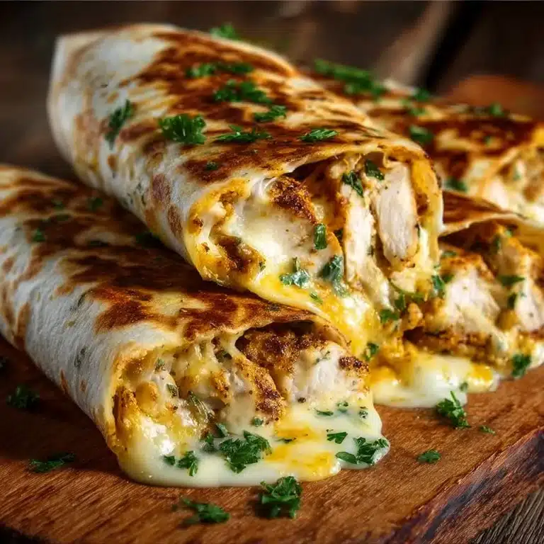 Cheesy Garlic Chicken Wraps 2 Cheesy Garlic Chicken Wraps
