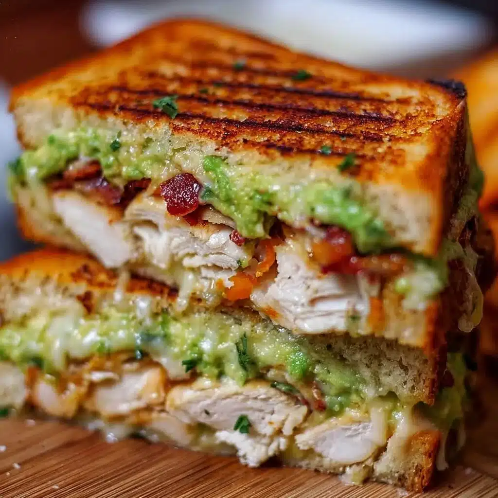 Delicious Chicken Avocado Melt Sandwich with chicken, avocado, and melted cheese