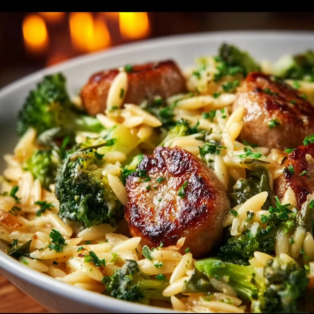 Chicken Sausage and Broccoli Orzo 2 Chicken Sausage and Broccoli Orzo