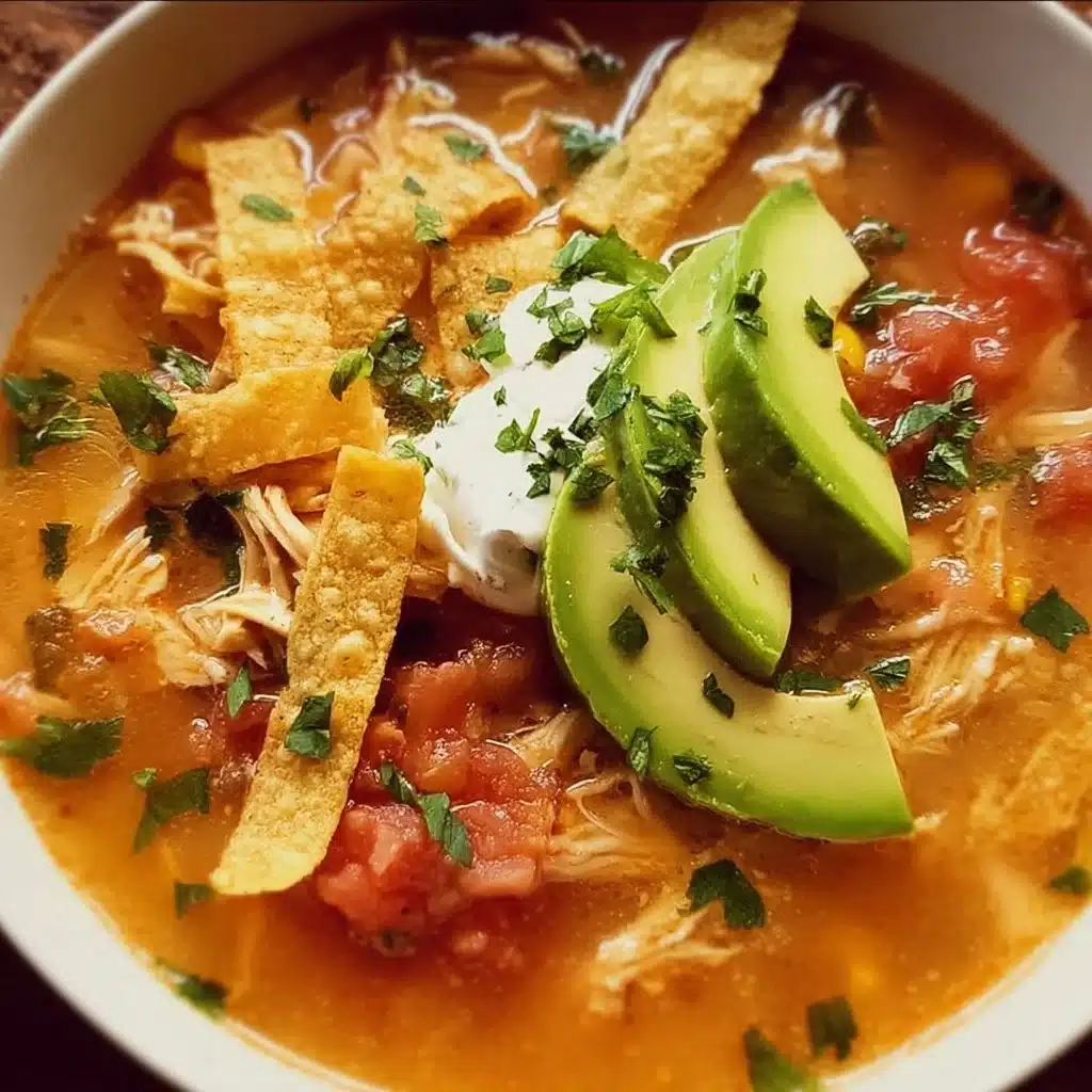 Classic Chicken Tortilla Soup 3 Bowl of Classic Chicken Tortilla Soup topped with tortilla strips and herbs