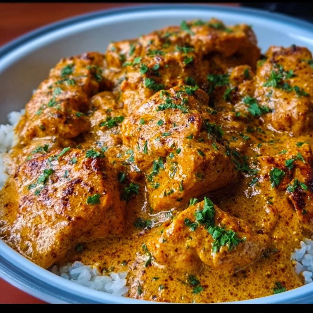 Cowboy Butter Chicken 3 Delicious Cowboy Butter Chicken served with rice and garnished with herbs