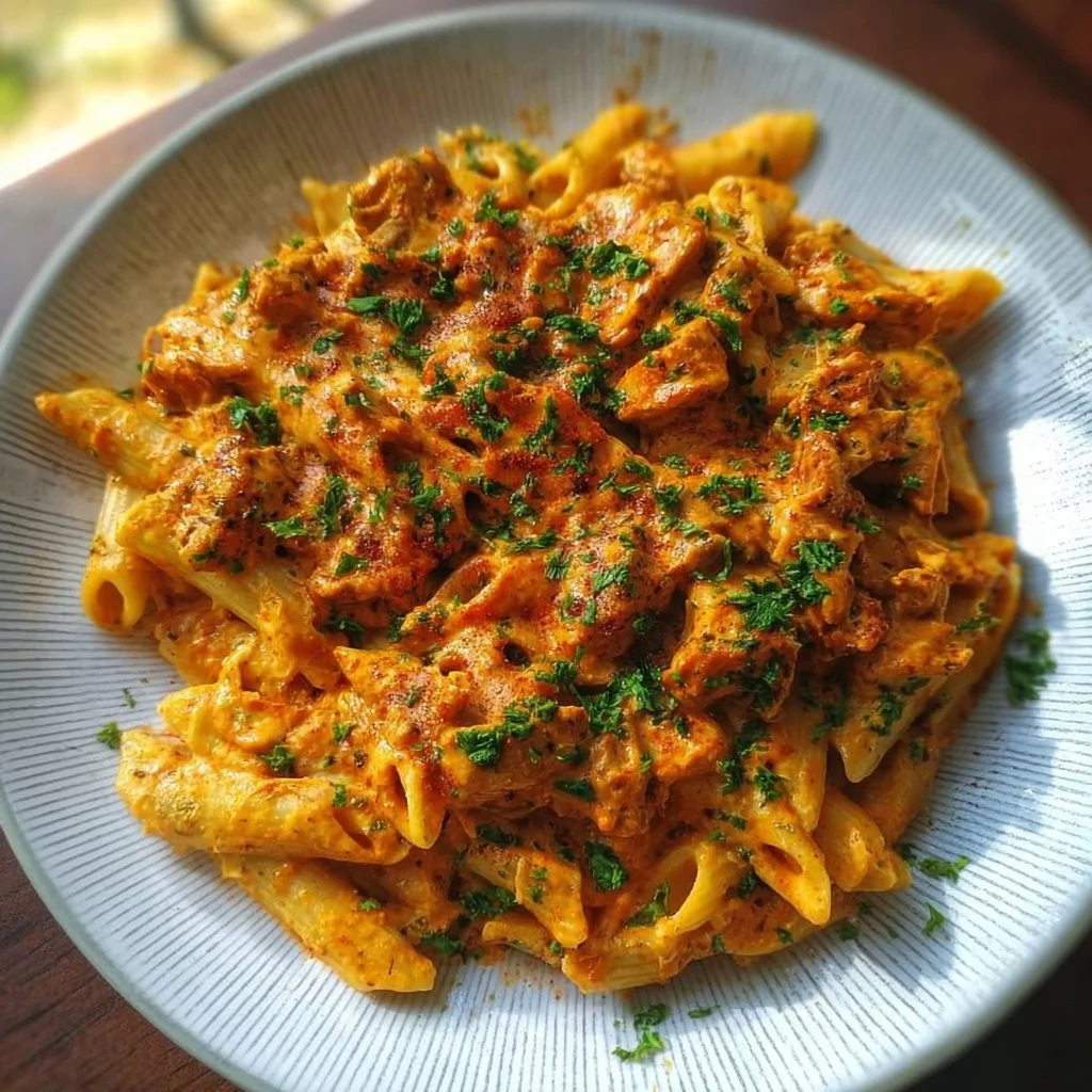 Delicious Cowboy Butter Chicken Pasta with creamy sauce and spices