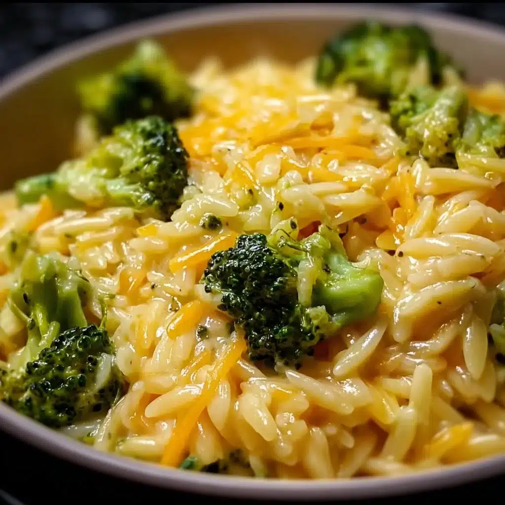 Creamy One-Pot Broccoli Cheddar Orzo 3 Creamy one-pot broccoli cheddar orzo with fresh broccoli and melted cheese