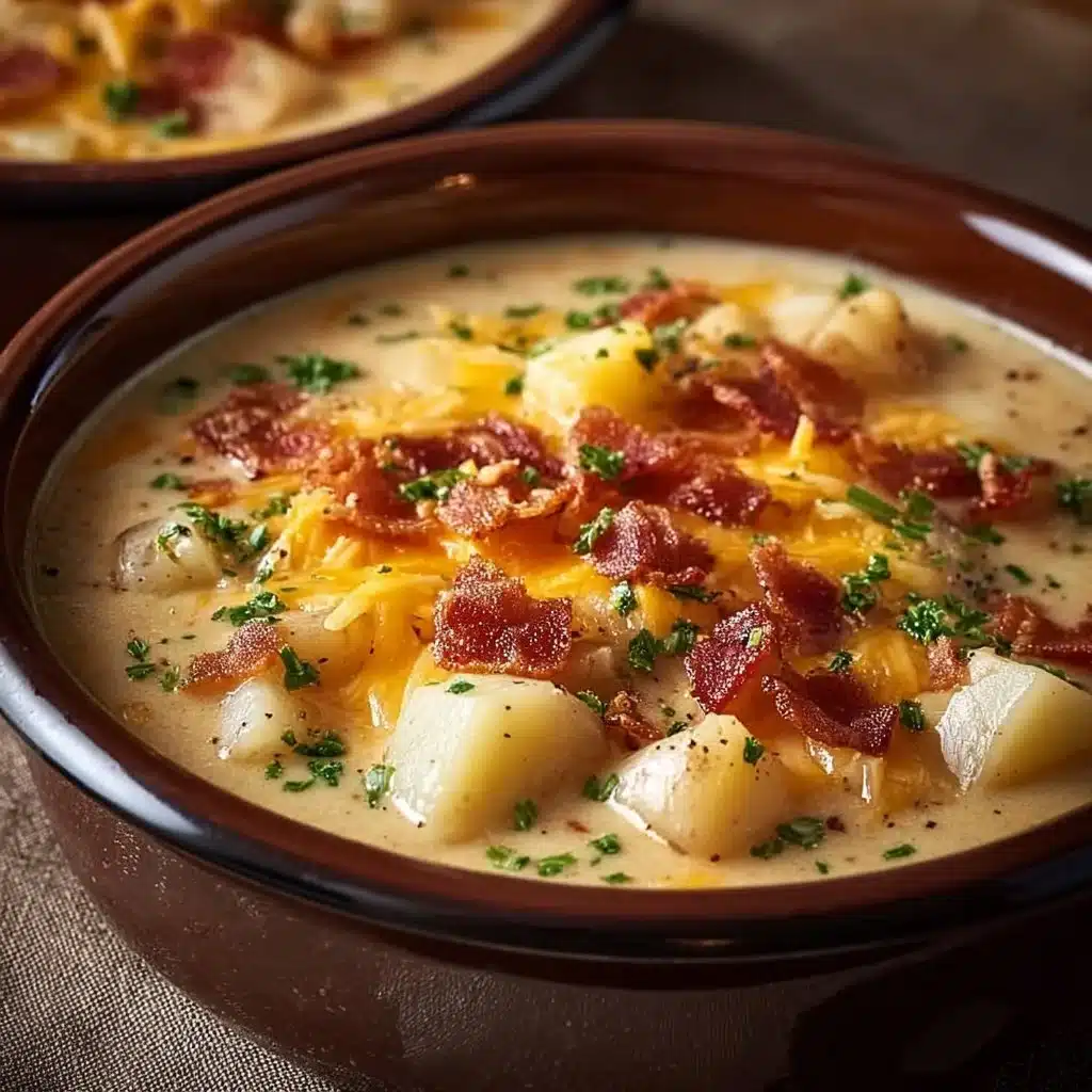 Crock Pot Crack Potato Soup served in a bowl with toppings