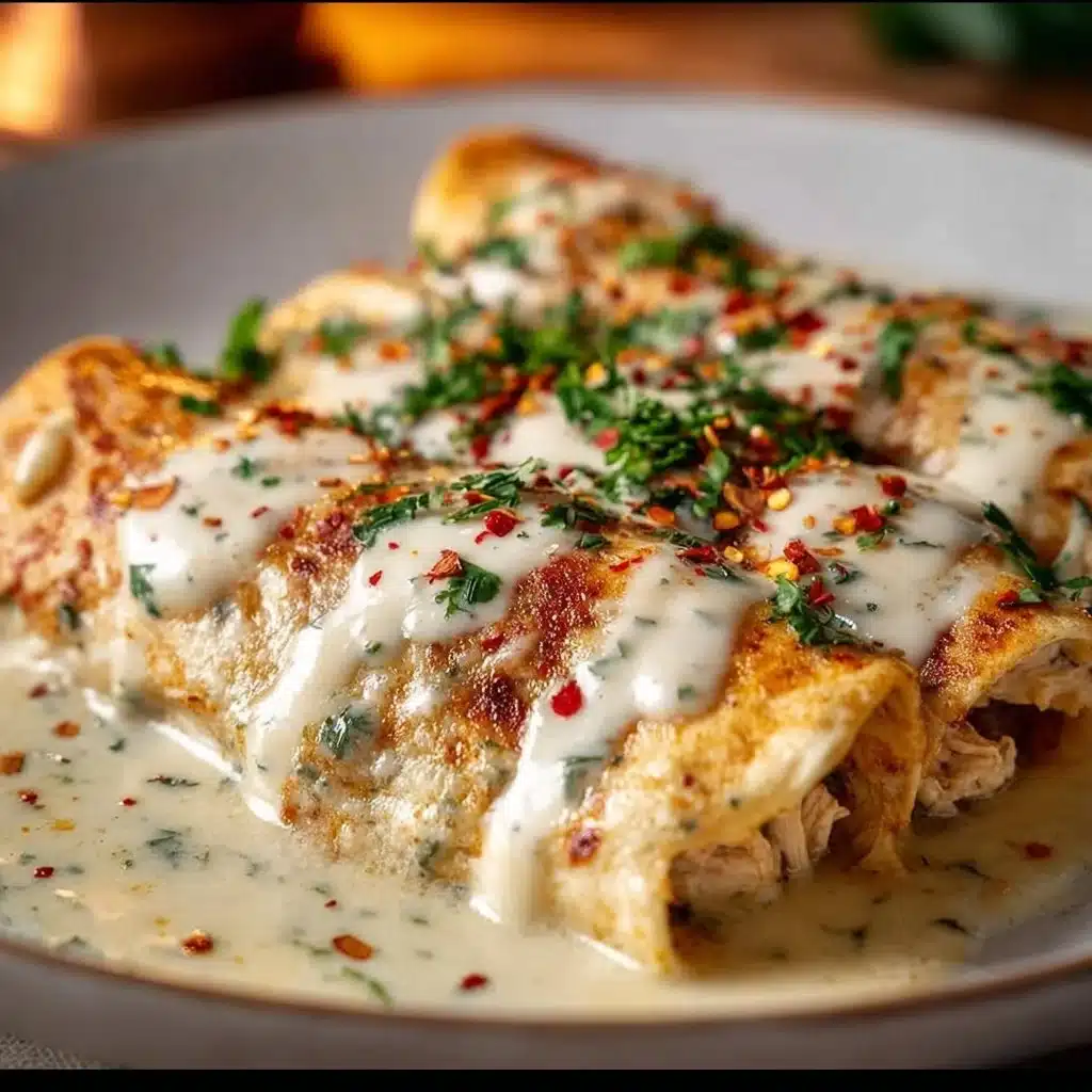 High protein chicken enchiladas topped with cheese and fresh cilantro