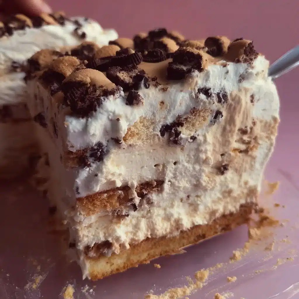 Homemade ice cream cake with colorful layers and toppings