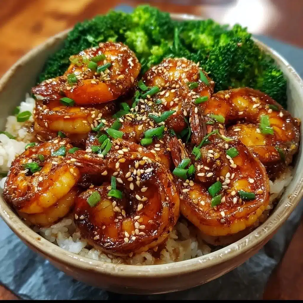 Delicious Honey Garlic Shrimp Bowl with vegetables and rice