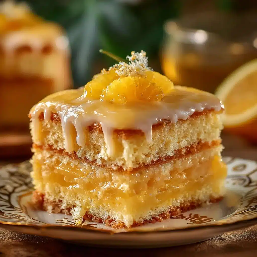 Delicious Juicy Pineapple Heaven Cake decorated with fresh pineapple slices