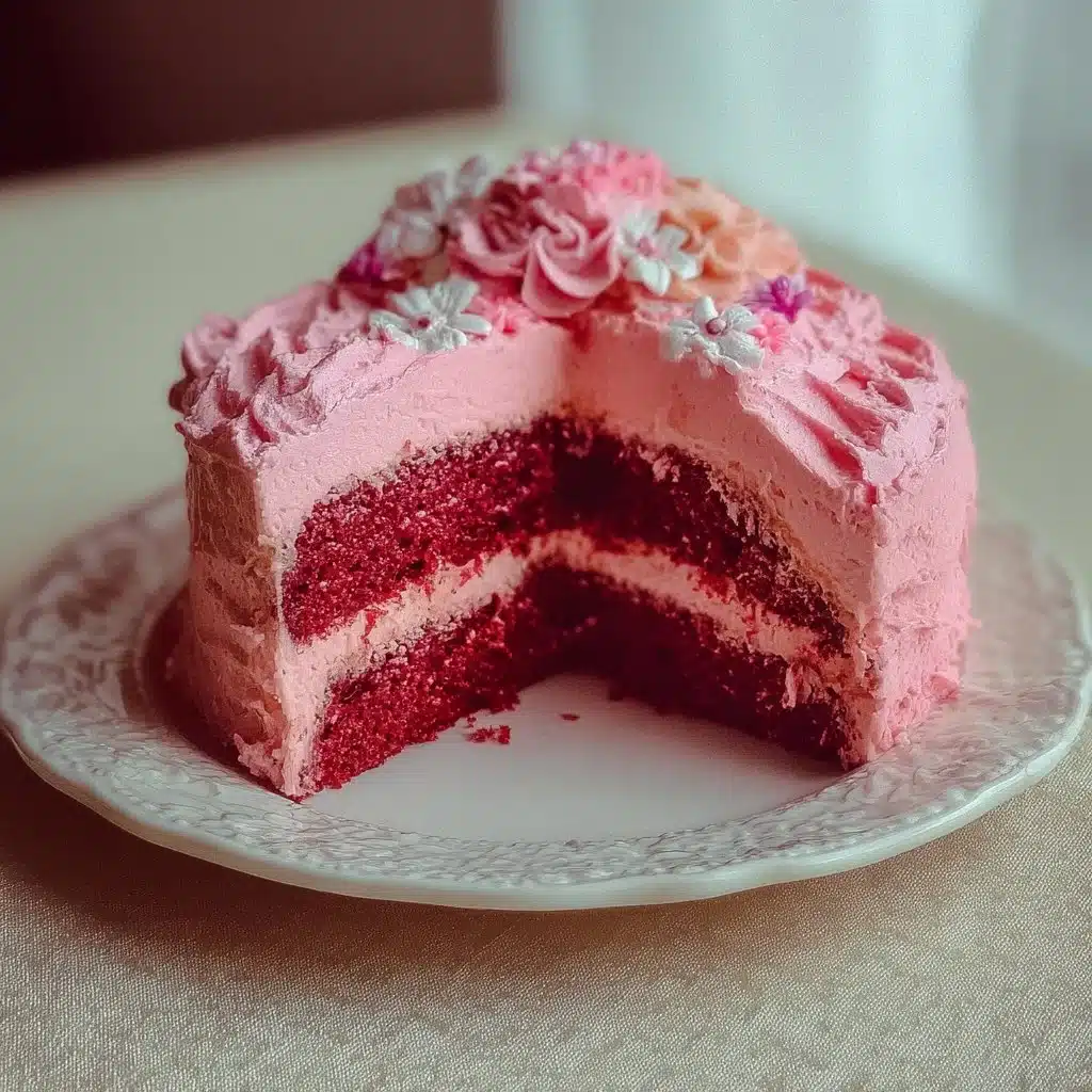 Mother's Day pink velvet cake with cream cheese frosting