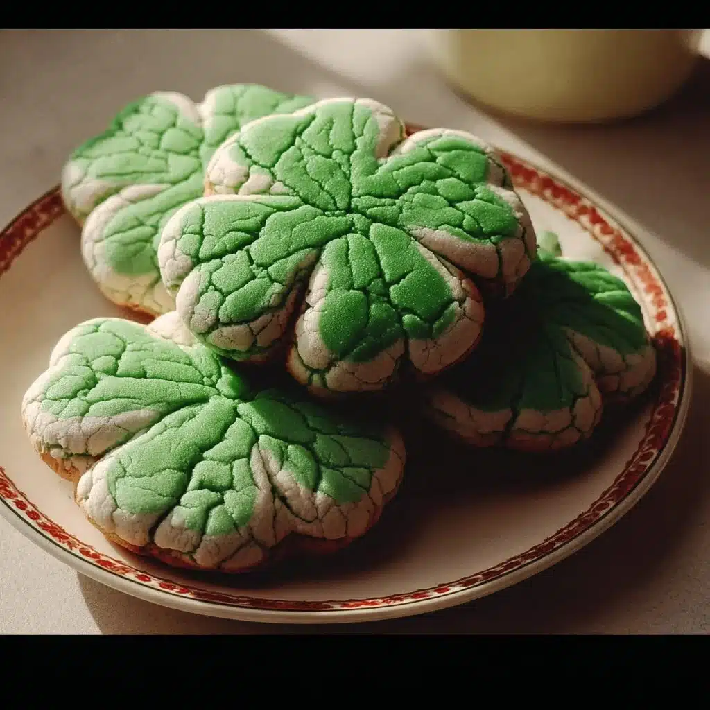 A variety of decorated St. Patrick's Day cookies in green and gold themes.