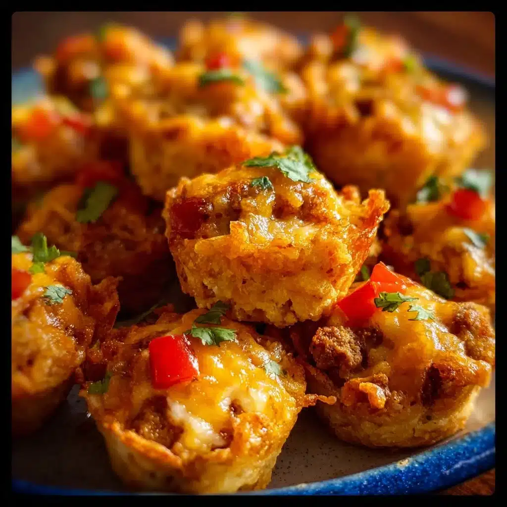 Plate of flavorful Taco Ranch Bites garnished with fresh ingredients