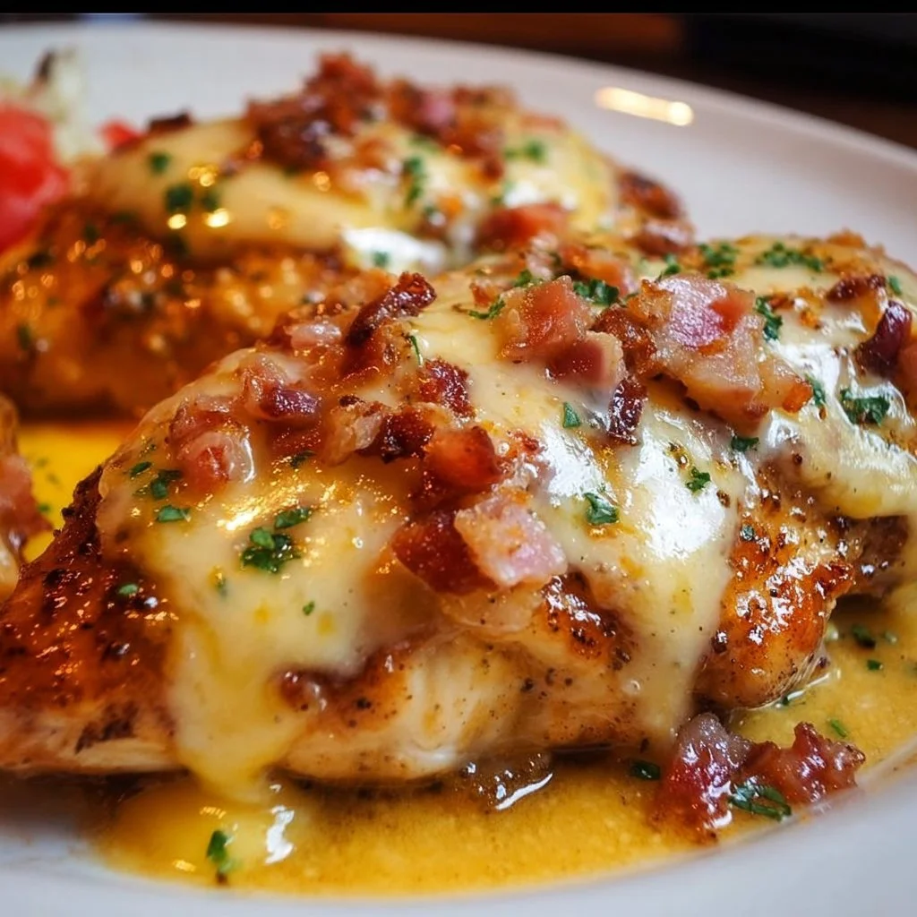 Plate of Texas Roadhouse Smothered Chicken topped with jack cheese
