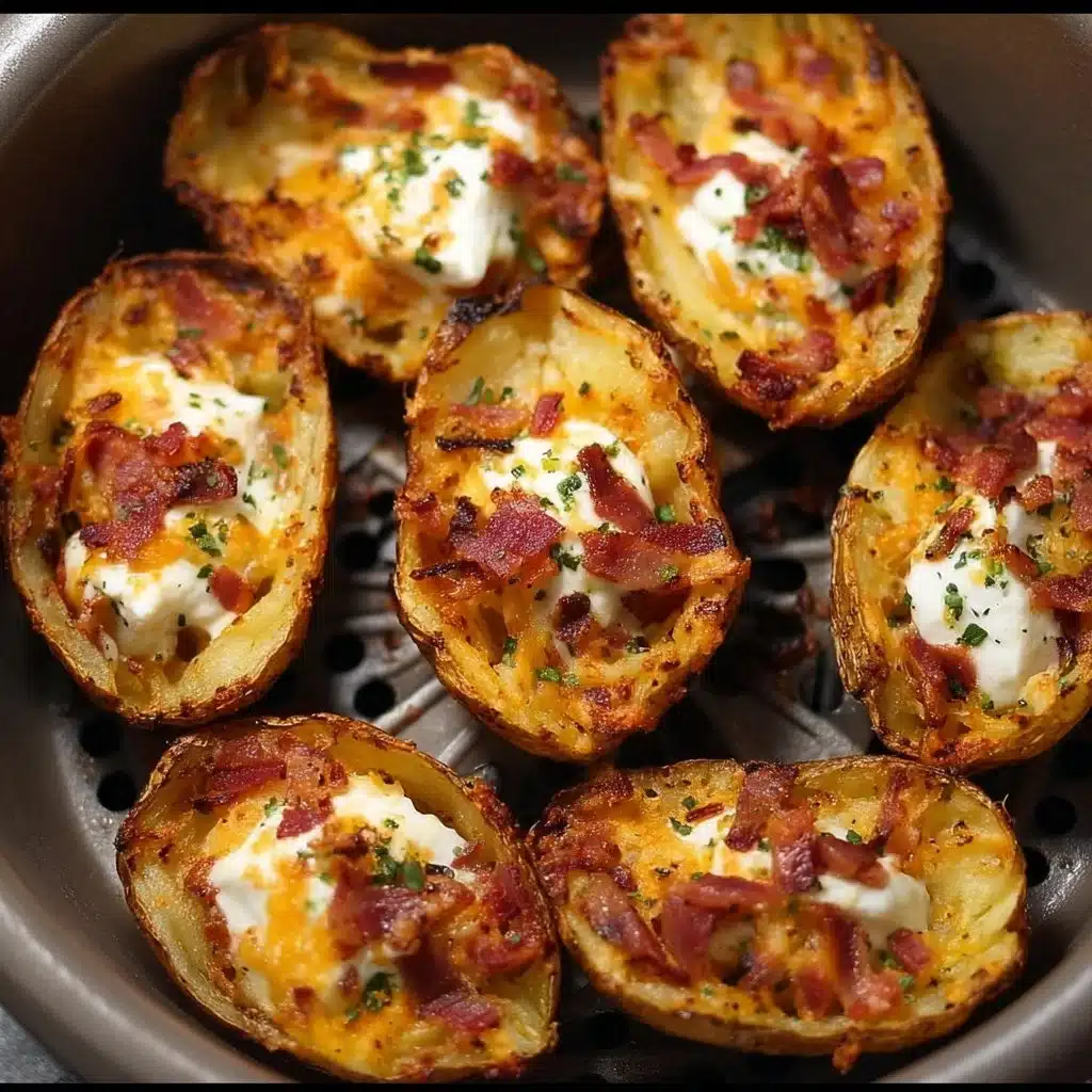 Air Fryer Potato Skins 3 Delicious air fryer potato skins topped with cheese and green onions