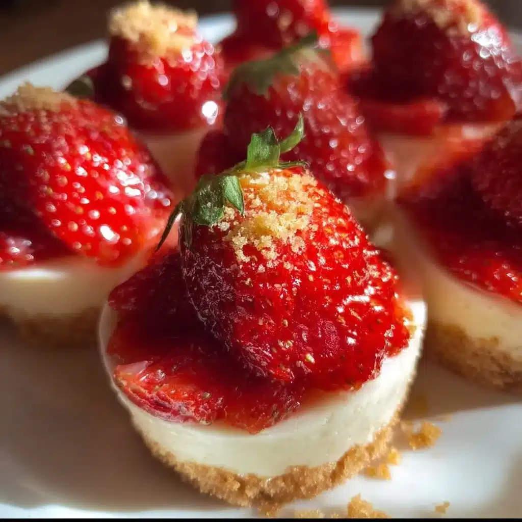 Home 6 Cheesecake deviled strawberries topped with whipped cream on a white plate.
