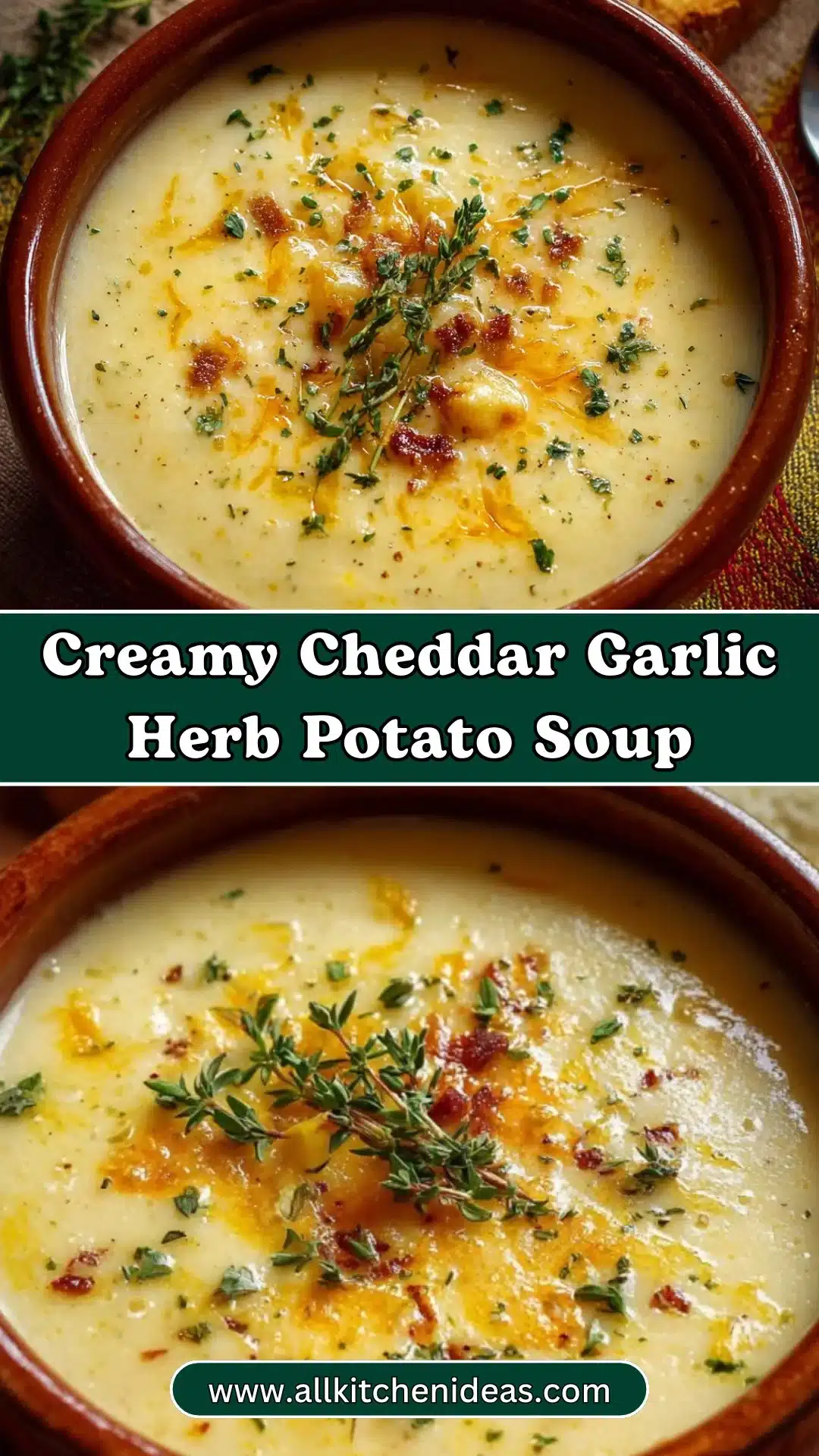 Creamy Cheddar Garlic Herb Potato Soup | Comfort Food Made Simple