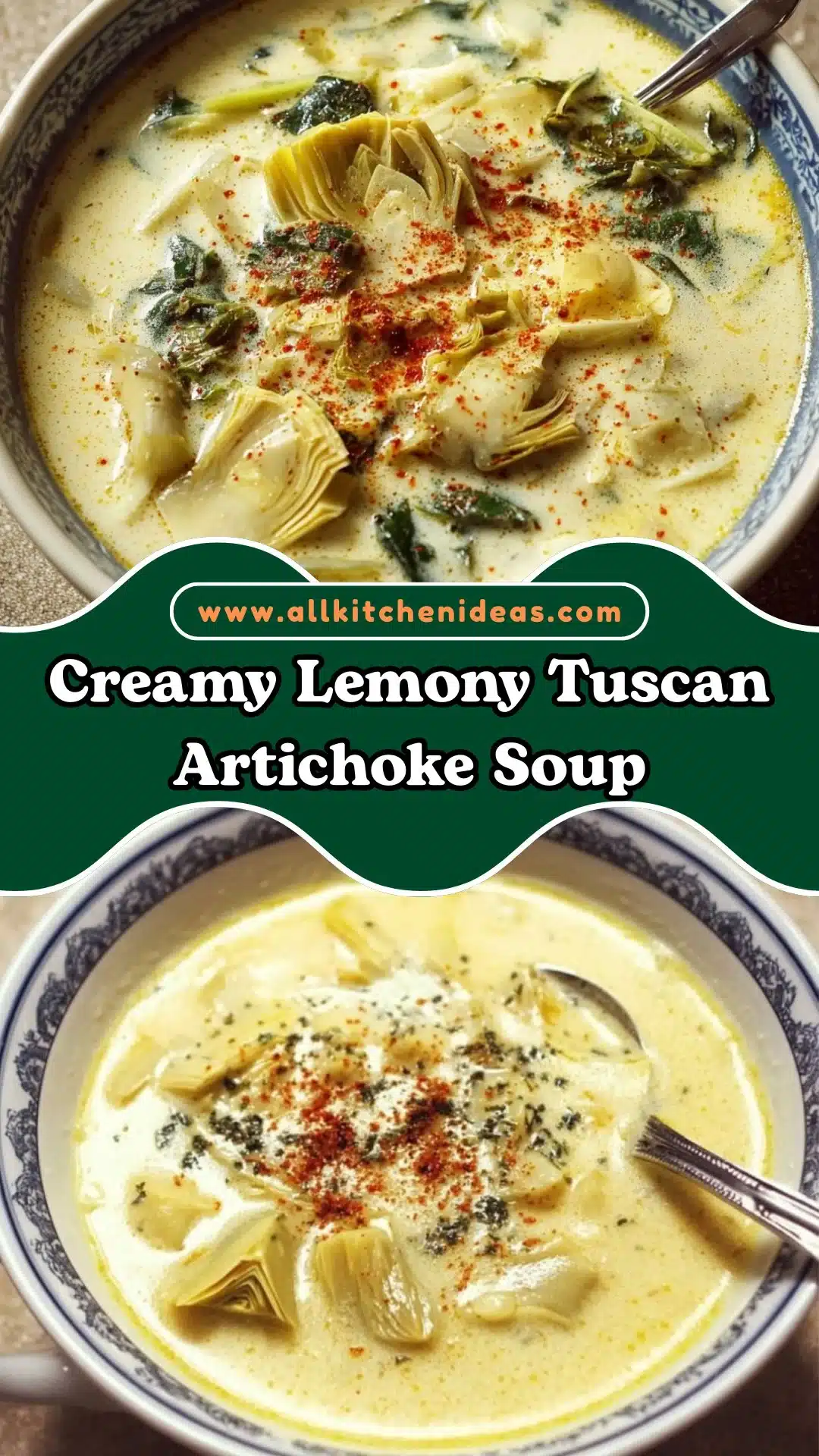Creamy Lemony Tuscan Artichoke Soup