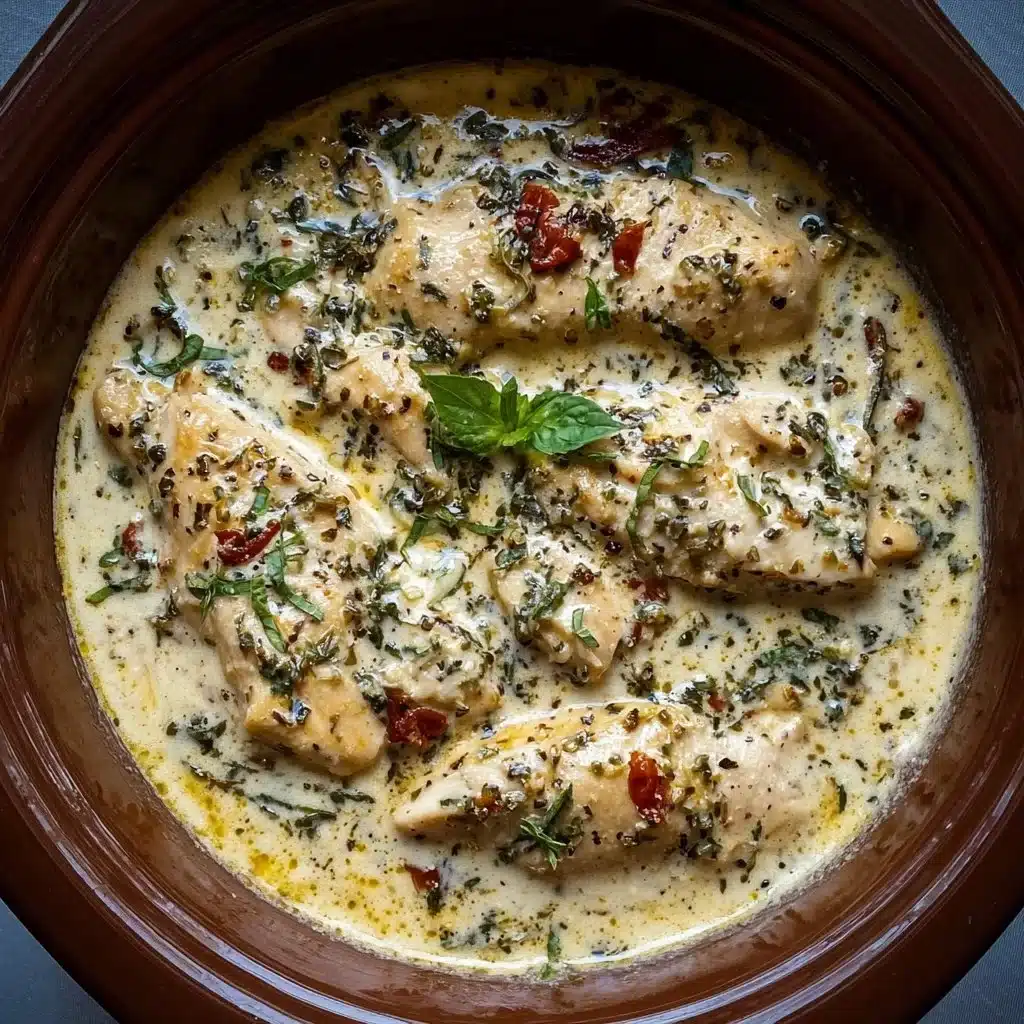 Delicious Crockpot Marry Me Chicken served in a bowl with herbs