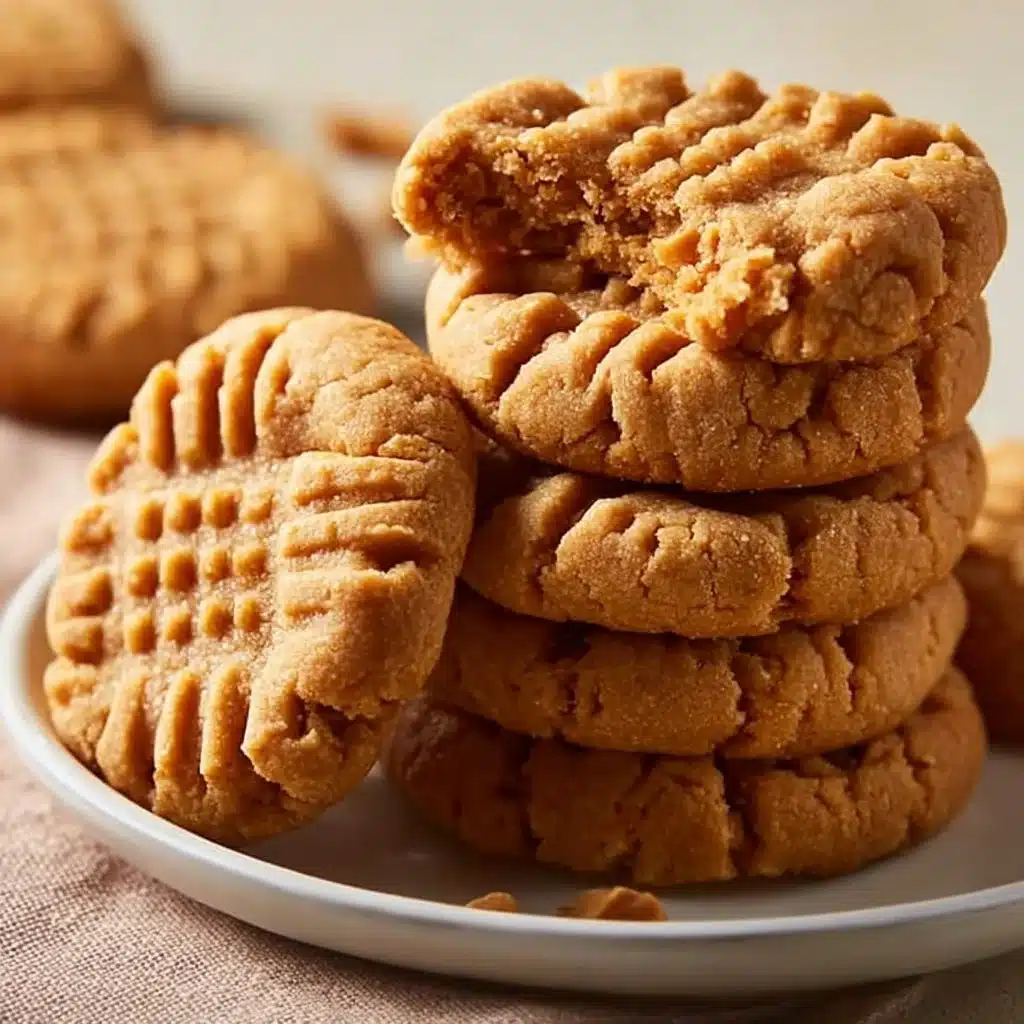 Easy 3 ingredient peanut butter cookies on a baking sheet