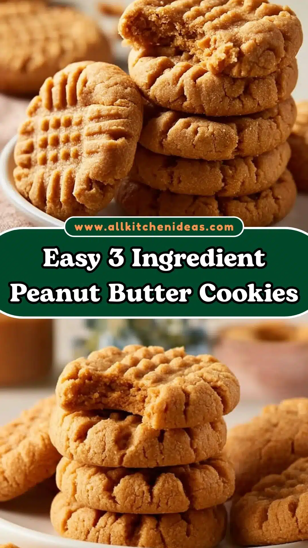Easy 3 Ingredient Peanut Butter Cookies