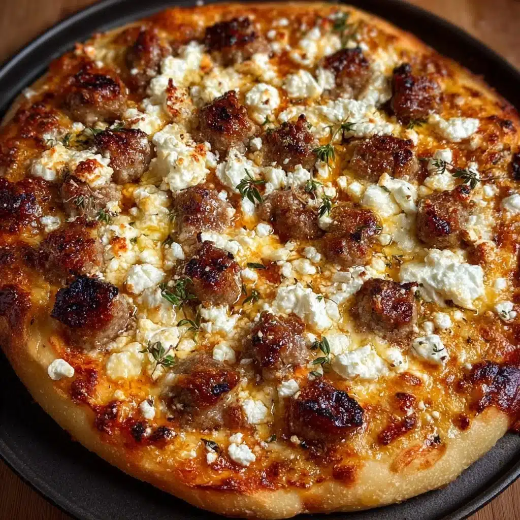 Hot Sausage Feta Honey Pizza – Easy Gourmet Pizza Recipe 3 Hot Sausage Feta Honey Pizza garnished with fresh herbs and drizzled with honey
