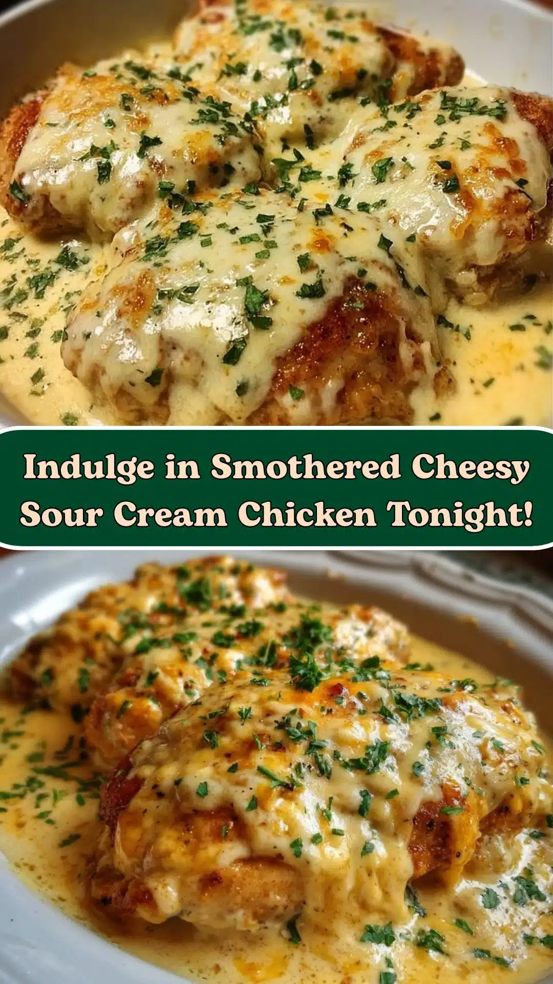 Indulge in Smothered Cheesy Sour Cream Chicken Tonight!