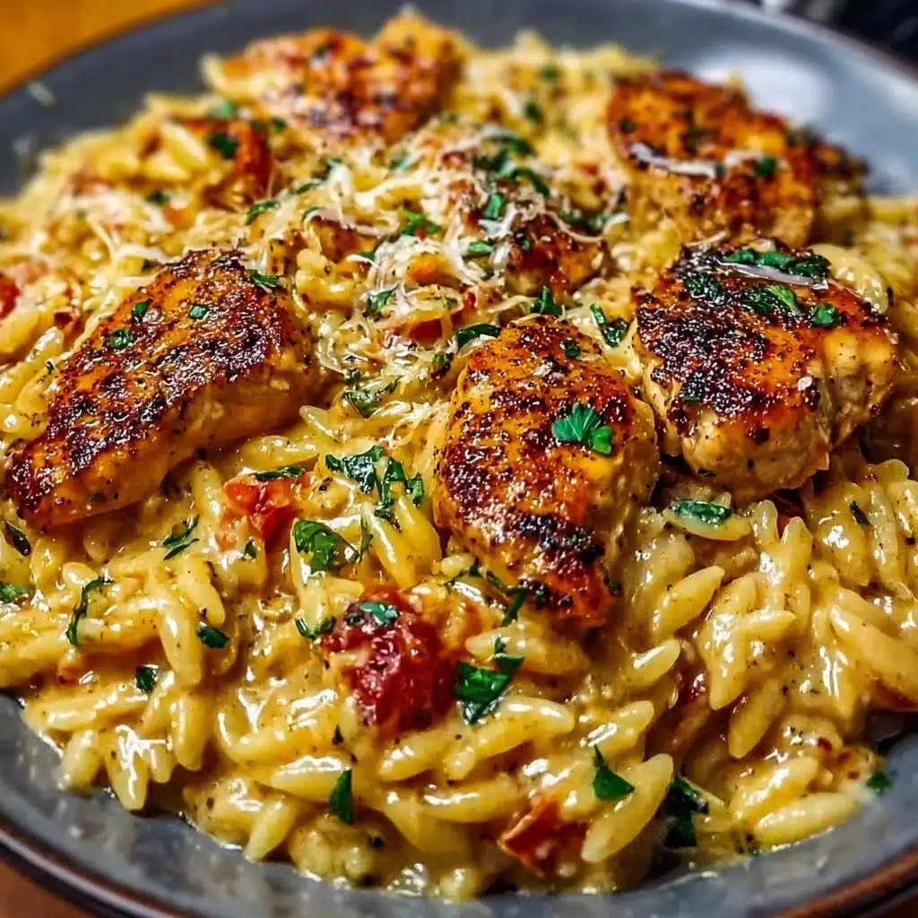 One-Pot Cajun Chicken Alfredo Orzo: Quick & Creamy Delight 3 One-Pot Cajun Chicken Alfredo Orzo served in a creamy sauce with spices