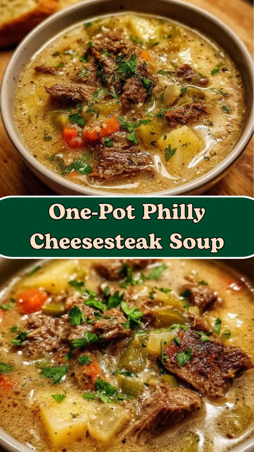 One-Pot Philly Cheesesteak Soup