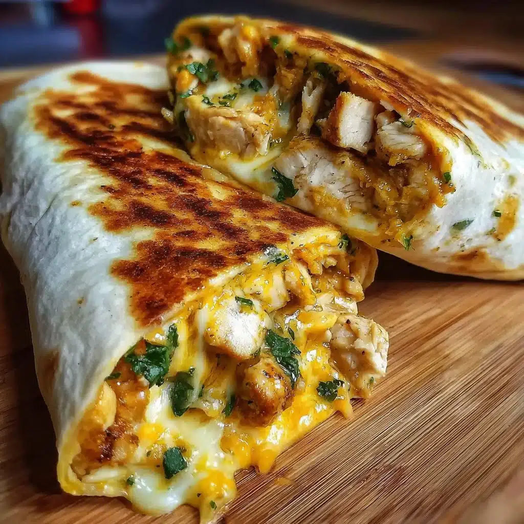 Ooey-Gooey Cheesy Garlic Chicken Wraps You’ll Devour 1 Delicious cheesy garlic chicken wraps ready to enjoy