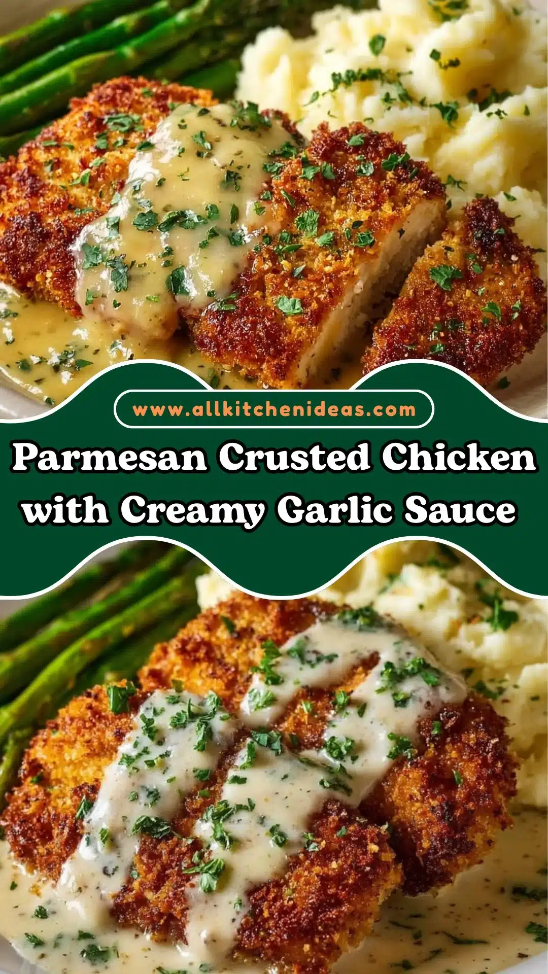 Parmesan Crusted Chicken with Creamy Garlic Sauce – Easy Family Dinner Recipe