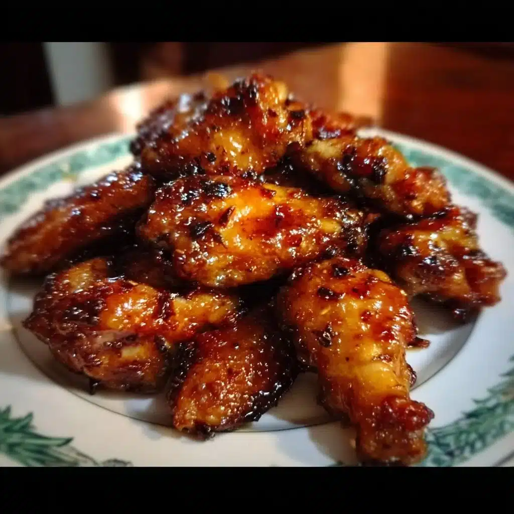 Pineapple-Teriyaki Chicken Wings 3 Pineapple-Teriyaki Chicken Wings with a sweet glaze and garnishes
