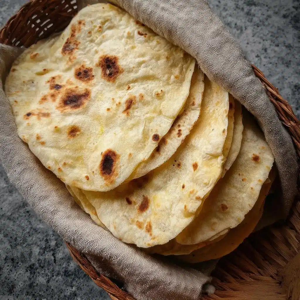 Homemade sourdough discard tortillas on a wooden board