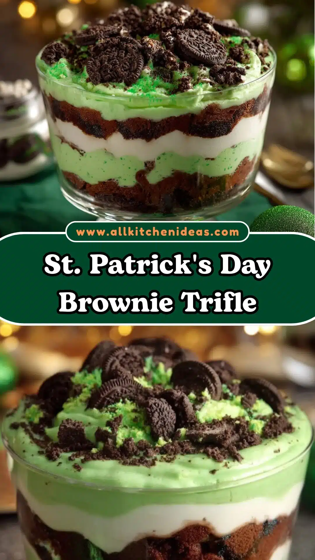 St. Patrick's Day Brownie Trifle