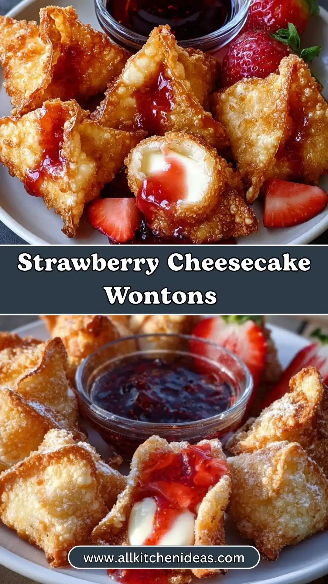 Strawberry Cheesecake Wontons (Easy Fried, Baked, or Air Fryer)