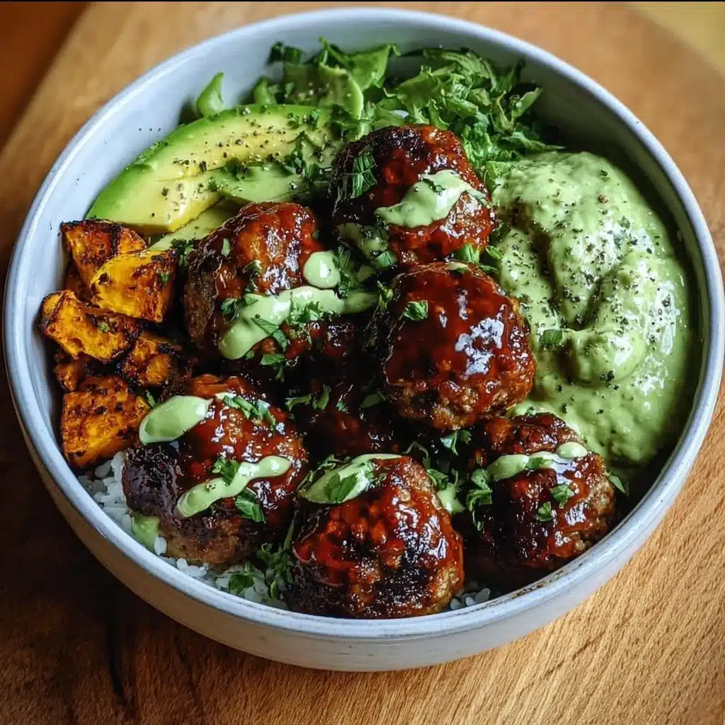 Ultimate Barbecue Meatball Bowls with Creamy Avocado Sauce