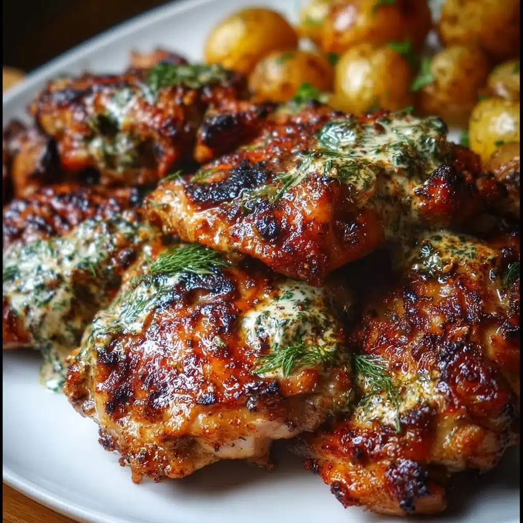 Yogurt Marinated Chicken Thighs 3 Yogurt marinated chicken thighs grilled to perfection with herbs and spices