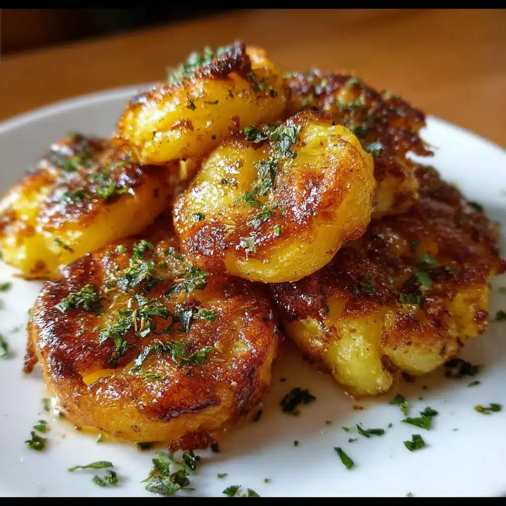 Crispy air fryer smashed potatoes served on a plate