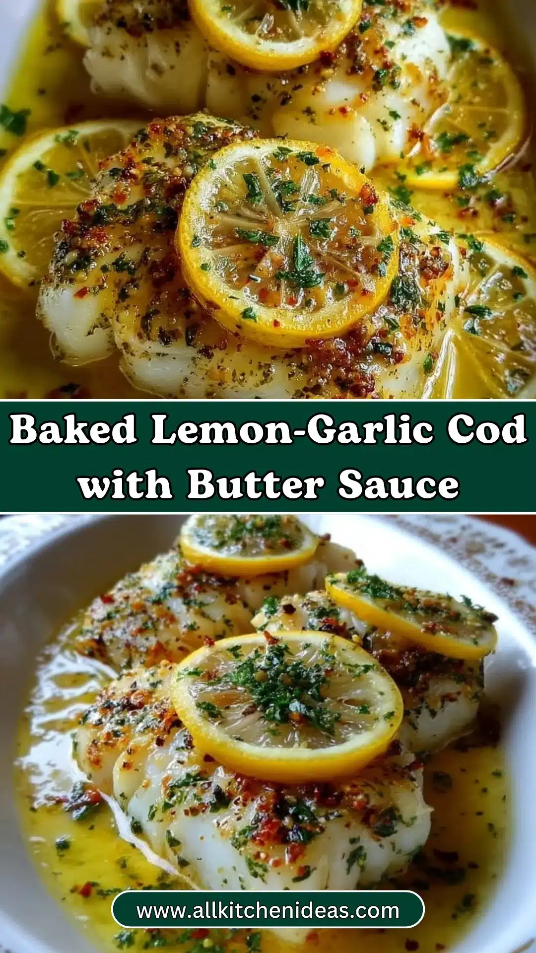 Baked Lemon-Garlic Cod with Butter Sauce 2 Baked Lemon-Garlic Cod with Butter Sauce