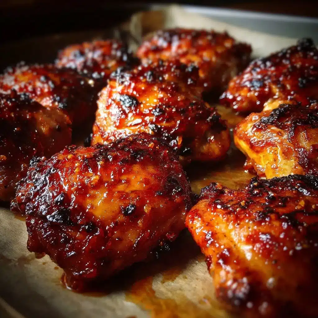 Caramelized BBQ Chicken Thighs in the Oven 3 Delicious caramelized BBQ chicken thighs baked in the oven