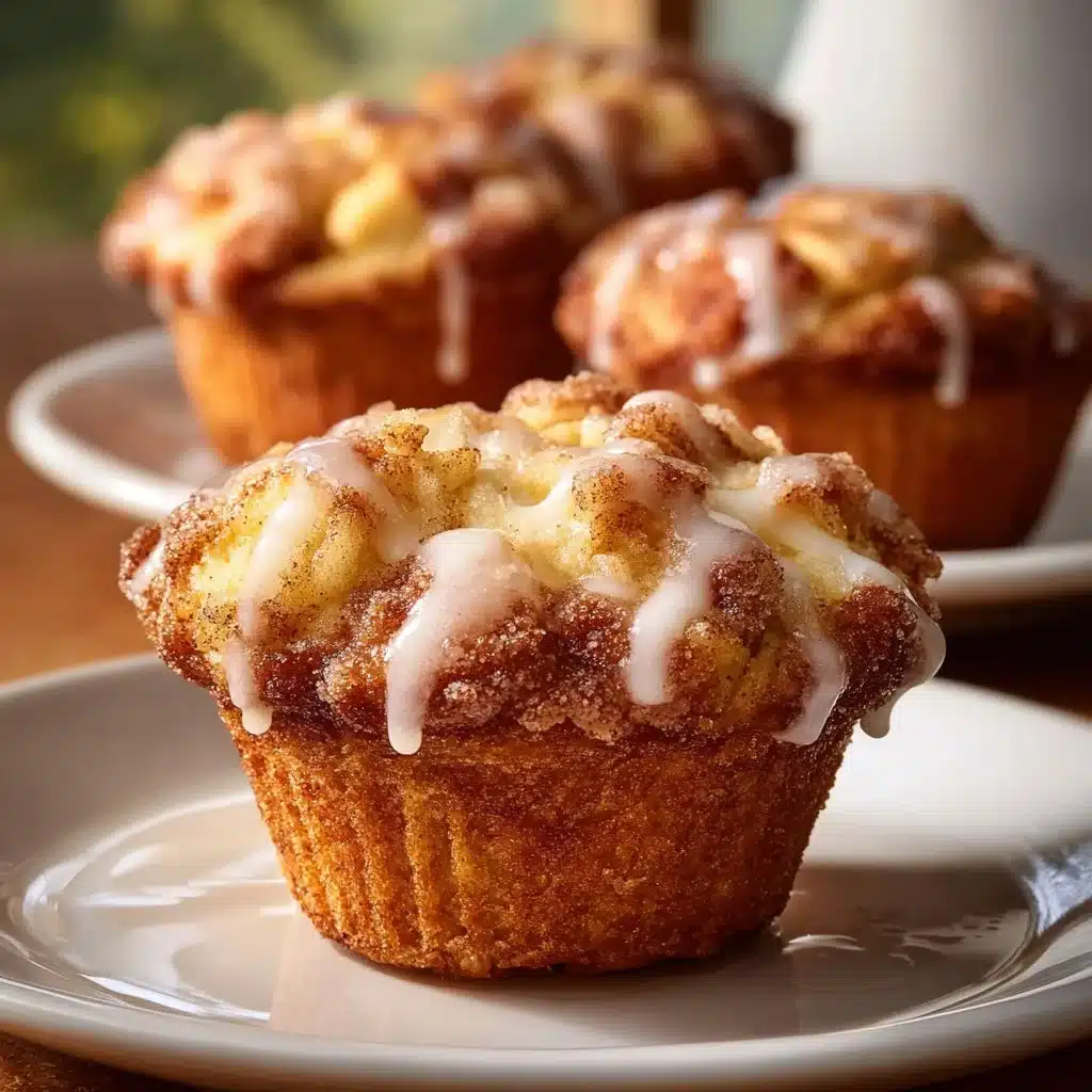 Cozy apple fritter muffins baked to perfection with apple pieces and a cinnamon glaze